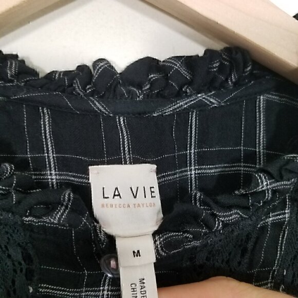 LA VIE Rebecca Taylor Plaid Dress with Pockets Black Size M - Picture 5 of 7